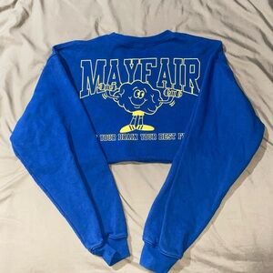 Mayfair Royal Blue Cropped P.E. Graphic crewneck